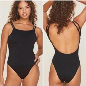 NWT Andie Swim M Rockaway One Piece Swimsuit Black Double Strap tank Medium